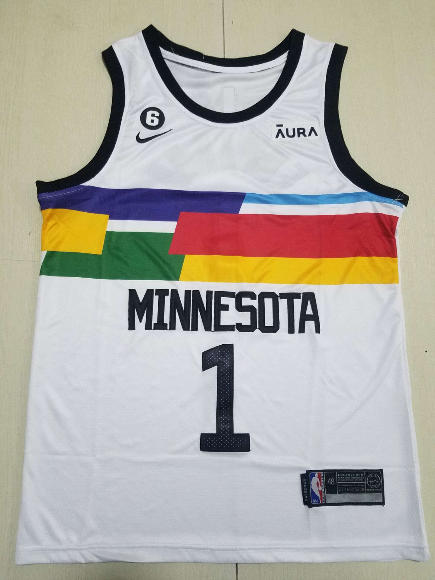 Men Minnesota Timberwolves #1 Anthony Edwards Nike White City Edition 2022 NBA Jersey->minnesota timberwolves->NBA Jersey